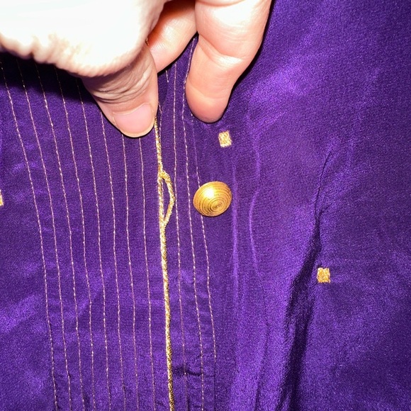 Purple and Gold Ellen Tracy Jacket Medium Vintage Oversized Asian Silk luxury - Picture 10 of 13